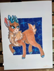 Size: 2889x3776 | Tagged: safe, artist:annuthecatgirl, velvet (tfh), deer, reindeer, them's fightin' herds, cloven hooves, community related, doe, female, marker drawing, solo, traditional art