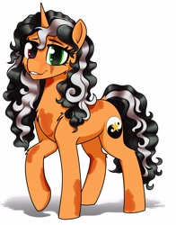 Size: 3592x4583 | Tagged: safe, artist:dacaoo, oc, oc only, oc:arcane balance, pony, unicorn, burn marks, commission, heterochromia, horn, scar, simple background, solo, white background