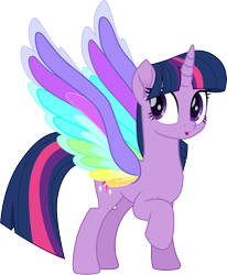 Size: 3000x3635 | Tagged: safe, artist:cloudy glow, twilight sparkle, alicorn, pony, g4, my little pony: friendship is magic, my little pony: rainbow roadtrip, colored wings, female, mare, movie accurate, multicolored wings, rainbow wings, simple background, solo, transparent background, twilight sparkle (alicorn), vector, wing bling, wings