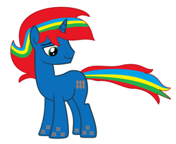 Size: 2549x2081 | Tagged: safe, artist:brightstar40k, oc, oc only, oc:train track, pony, unicorn, g4, horn, male, rainbow power, simple background, unicorn oc, white background