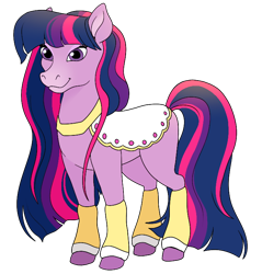 Size: 690x721 | Tagged: safe, anonymous editor, artist:byefella, color edit, edit, twilight sparkle, horse, g4, alternate design, clothes, colored, female, mare, purple coat, simple background, solo, style emulation, tail, transparent background, two toned mane, two toned tail, unshorn fetlocks, wavy mane, wavy tail, wild manes, wild manesified