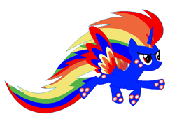 Size: 827x571 | Tagged: safe, artist:brightstar40k, oc, oc only, oc:stephen (stephen-fisher), alicorn, pony, alicorn oc, colored wings, horn, male, multicolored wings, rainbow power, simple background, solo, white background, wings