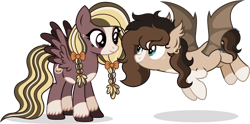 Size: 3069x1520 | Tagged: safe, artist:cirillaq, oc, oc only, oc:ryolit, bat pony, pegasus, pony, g4, duo, female, mare, simple background, transparent background