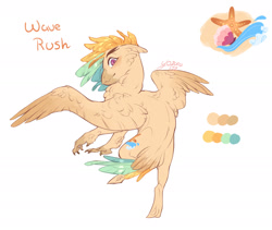 Size: 2181x1839 | Tagged: safe, artist:yozora122, oc, oc only, oc:wave rush, hippogriff, hybrid, interspecies offspring, male, offspring, parent:scootaloo, parent:terramar, parents:terraloo, reference sheet, simple background, solo, white background