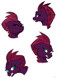 Size: 1620x2160 | Tagged: safe, artist:anix_space, tempest shadow, pony, unicorn, g4, angry, broken horn, eye scar, facial expressions, facial scar, horn, scar, simple background, sketch, smiling, smirk, white background