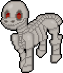 Size: 480x552 | Tagged: safe, artist:bloonacorn, undead, bone, digital art, pixel art, simple background, skeleton, solo, transparent background