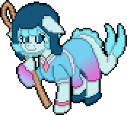 Size: 696x632 | Tagged: safe, artist:bloonacorn, oc, oc only, oc:whaletail, merpony, digital art, dorsal fin, fin, fish tail, pixel art, simple background, solo, staff, tail, transparent background