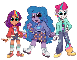 Size: 2642x2074 | Tagged: safe, artist:fraciss, izzy moonbow, sunny starscout, zipp storm, human, equestria girls, g4, g5, adorazipp, cute, equestria girls-ified, female, height difference, izzybetes, physique difference, simple background, sunnybetes, trio, trio female, white background