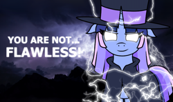 Size: 1360x806 | Tagged: safe, artist:snobtavia, oc, oc only, oc:flawless sparklemoon, unicorn, my little pony the movie: the death of twilight sparkle, female, fusion, fusion:trixie, fusion:twilight sparkle, fusion:twixie, horn, mare, meme, solo