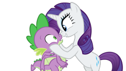 Size: 1920x1080 | Tagged: safe, artist:georgegarza01, rarity, spike, dragon, pony, unicorn, g4, age difference, boop, cute, duo, duo male and female, excited, female, hind legs, hooves on face, horn, male, nervous, noseboop, raribetes, rarity's cutie mark, ship:sparity, shipping, simple background, spikabetes, straight, transparent background, vector, winged spike, wings