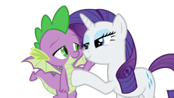 Size: 1920x1080 | Tagged: safe, artist:georgegarza01, rarity, spike, dragon, pony, unicorn, g4, age difference, bedroom eyes, cute, duo, duo male and female, female, hand on cheek, hoof on chest, horn, looking at each other, looking at someone, male, raribetes, ship:sparity, shipping, simple background, spikabetes, straight, transparent background, winged spike, wings