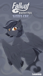 Size: 1080x1920 | Tagged: safe, artist:willoillo, oc, oc only, pegasus, pony, fallout equestria, adversarial noise, cover art, fanfic art, solo