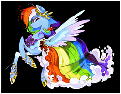 Size: 3377x2621 | Tagged: safe, artist:dar.alice, rainbow dash, pegasus, pony, g4, clothes, dress, female, gala dress, mare, passepartout, rainbow dash always dresses in style, solo