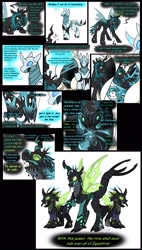 Size: 1900x3350 | Tagged: safe, artist:hypnosiswolf, queen chrysalis, oc, changeling, changeling queen, goo, hybrid, original species, g4, assimilation, comic, drone, high res, mind control, transformation