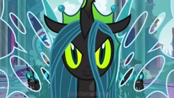 Size: 1920x1080 | Tagged: safe, artist:tweekstudio, queen chrysalis, changeling, changeling queen, g4, i can't believe it's not hasbro studios, looking at you, solo, ultimate chrysalis, wings