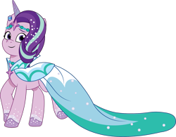 Size: 1513x1182 | Tagged: safe, artist:prixy05, starlight glimmer, pony, unicorn, crystal ball (episode), g4, g5, my little pony: tell your tale, clothes, dress, female, g4 to g5, generation leap, horn, mare, simple background, solo, sparkles, sparkly mane, transparent background, vector