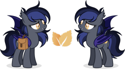 Size: 1920x1058 | Tagged: safe, artist:cirillaq, oc, oc only, oc:selene, bat pony, pony, bag, female, mare, saddle bag, simple background, solo, transparent background, vector