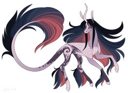 Size: 3750x2750 | Tagged: safe, artist:squishkitti, oc, oc only, hybrid, kirin, g4, adoptable, coat markings, colored, colored ears, colored fetlocks, colored hooves, colored horn, colored pinnae, curved horn, dappled, eye markings, facial markings, female, flat colors, flowing mane, frown, high res, hooves, horn, hybrid oc, interspecies offspring, leg markings, leonine tail, long fetlocks, long horn, long legs, long mane, long neck, long tail, looking at you, magical lesbian spawn, multicolored mane, multicolored tail, no catchlights, offspring, parent:rain shine, parent:twilight sparkle, parents:twishine, pink hooves, raised hoof, red eyes, simple background, socks (coat markings), solo, tail, tall ears, thin, thin legs, transparent background, unshorn fetlocks