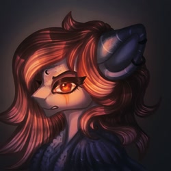 Size: 1088x1088 | Tagged: safe, artist:reminati_27, oc, oc only, pegasus, pony, bust, ear piercing, earring, eye scar, facial scar, female, jewelry, mare, piercing, portrait, scar, solo