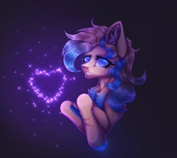 Size: 1277x1141 | Tagged: safe, artist:reminati_27, oc, oc only, pony, chest fluff, female, floating heart, heart, looking at you, mare, scar, smiling, solo, sparkles, thin