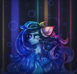 Size: 913x870 | Tagged: safe, artist:reminati_27, oc, oc only, pony, abstract background, chest fluff, female, heterochromia, mare, solo