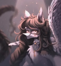 Size: 1089x1177 | Tagged: safe, artist:reminati_27, oc, oc only, pegasus, pony, braid, choker, ear piercing, earring, female, jewelry, mare, necklace, piercing, solo