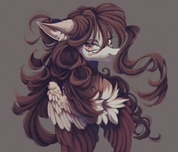 Size: 1208x1036 | Tagged: safe, artist:reminati_27, oc, oc only, pegasus, pony, brown background, bust, female, looking at you, looking back, looking back at you, mare, simple background, solo