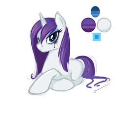 Size: 1000x1000 | Tagged: artist needed, source needed, safe, rarity, pony, unicorn, g4, blue eyeshadow, color palette, eyeshadow, female, full body, horn, makeup, mare, running makeup, simple background, solo, white background