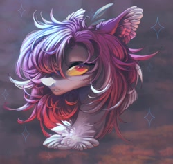 Size: 2228x2113 | Tagged: safe, artist:reminati_27, oc, oc only, pony, bust, chest fluff, ear fluff, female, hair over one eye, mare, portrait, solo