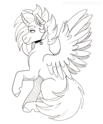 Size: 2800x3367 | Tagged: safe, artist:monnarcha, oc, alicorn, female, mare, monochrome, simple background, solo, transparent background