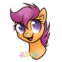 Size: 2100x2100 | Tagged: safe, artist:audreen, scootaloo, pegasus, pony, g4, bust, portrait, simple background, solo, white background