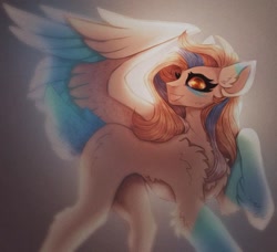 Size: 1080x985 | Tagged: safe, artist:reminati_27, oc, oc only, pegasus, pony, chest fluff, female, mare, solo, spread wings, wings