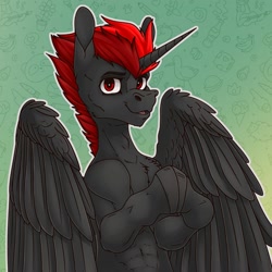 Size: 2000x2000 | Tagged: safe, artist:vepital', oc, oc only, alicorn, gradient background, red and black oc, solo