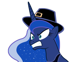 Size: 5184x4500 | Tagged: safe, artist:1611volk, artist:dharthez, edit, vector edit, princess luna, alicorn, pony, g4, luna eclipsed, my little pony: friendship is magic, season 2, angry, bust, cromwell, ethereal mane, hat, puritan, simple background, solo, transparent background, vector