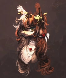 Size: 1080x1270 | Tagged: safe, artist:reminati_27, oc, oc only, pony, chest fluff, choker, ear tufts, female, jewelry, mare, necklace, solo