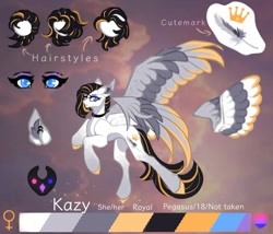 Size: 1080x925 | Tagged: safe, artist:reminati_27, oc, oc only, oc:kazy, pegasus, pony, bracelet, choker, ear piercing, earring, female, jewelry, mare, old art, piercing, reference sheet, solo, spread wings, unshorn fetlocks, wings