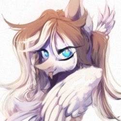 Size: 320x320 | Tagged: safe, artist:reminati_27, oc, oc only, pegasus, pony, bust, female, mare, simple background, solo, tongue out, white background