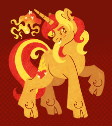 Size: 1372x1548 | Tagged: safe, artist:fizzmitz, oc, oc only, pony, unicorn, cloven hooves, horn, not sunset shimmer, solo, unicorn oc