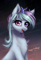 Size: 1363x2000 | Tagged: safe, artist:avrameow, oc, oc only, pony, chest fluff, horns, solo