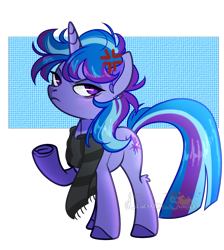 Size: 2314x2580 | Tagged: safe, artist:legendaryshadee, oc, oc:moonshadow, pony, angry, base used, clothes, cross-popping veins, emanata, purple eyes, scarf, simple background, solo, striped mane, striped scarf, striped tail, tail, transparent background