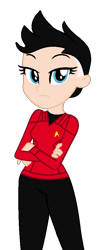 Size: 398x958 | Tagged: safe, artist:robertsonskywa1, equestria girls, g4, clothes, crossed arms, equestria girls-ified, erica ortegas, female, simple background, solo, star trek, star trek: strange new worlds, tomboy, transparent background, uniform