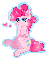 Size: 1090x1320 | Tagged: safe, artist:bytemyfur, pinkie pie, earth pony, pony, g4, cheek fluff, heart, heart eyes, outline, simple background, solo, transparent background, wingding eyes