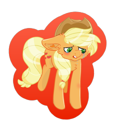 Size: 1800x1800 | Tagged: safe, artist:possumpuppy, applejack, earth pony, pony, g4, crying, floppy ears, outline, sad, simple background, solo, transparent background