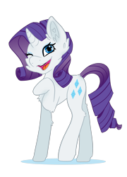 Size: 2000x2777 | Tagged: safe, artist:bytemyfur, rarity, pony, unicorn, g4, ;d, cheek fluff, ear fluff, heart ears, horn, one eye closed, open mouth, open smile, simple background, smiling, solo, transparent background, wink