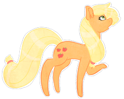 Size: 2300x1830 | Tagged: safe, artist:possumpuppy, applejack, earth pony, pony, g4, hatless, missing accessory, outline, simple background, solo, transparent background, white outline