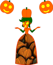 Size: 2961x3686 | Tagged: safe, artist:cartoonmasterv3, oc, oc only, oc:jack-o-lady, human, equestria girls, g4, clothes, dress, drone, gown, halloween, halloween 2024, holiday, long dress, long skirt, pumpkin, simple background, skirt, solo, spooky, transparent background, vector