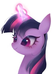 Size: 591x849 | Tagged: safe, artist:garden-guardian, twilight sparkle, alicorn, pony, g4, cute, fanart, glowing, glowing horn, horn, simple background, solo, twiabetes, twilight sparkle (alicorn), white background