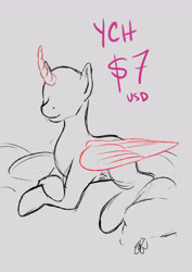 Size: 2893x4092 | Tagged: safe, artist:fleiiha, oc, alicorn, earth pony, pegasus, pony, unicorn, commission, commission open, horn, solo, ych sketch, your character here