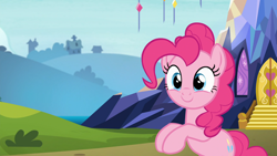 Size: 1920x1080 | Tagged: safe, screencap, pinkie pie, pony, g4, rock solid friendship, cute, diapinkes, solo, twilight's castle