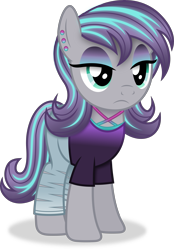 Size: 3749x5396 | Tagged: safe, artist:anime-equestria, maud pie, earth pony, pony, g4, 80s, 80s hair, alternate hairstyle, clothes, ear piercing, eyeshadow, female, jeans, makeup, mare, pants, piercing, ripped jeans, ripped pants, simple background, solo, torn clothes, transparent background, vector